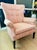 Textile Ethan Allen Pink & Cream Damask Upholstered Accent Chair For Sale - Image 7 of 7