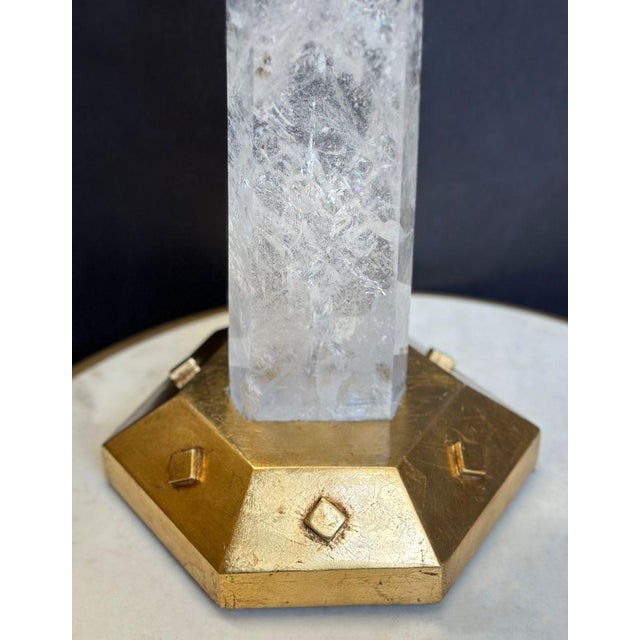 Pair of Late 20th Century Rock Crystal Tower Points on Giltwood Base For Sale - Image 4 of 4