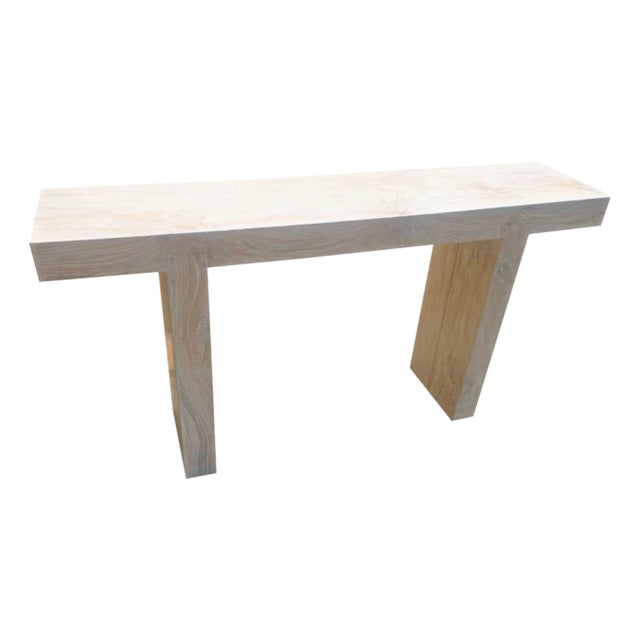 Andrianna Shamaris St. Barts Teak Wood Console For Sale