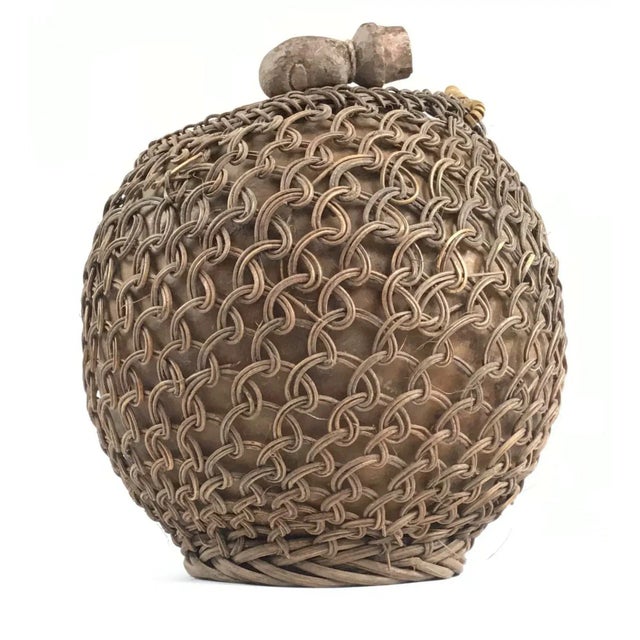 Mid 18th Century Primitive Javanese Hand Woven Covered Gourd Container For Sale - Image 5 of 11