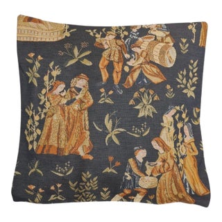 Medieval Gathering Tapestry Cushion With Feather Filler - 46x46cm (18"x18") For Sale
