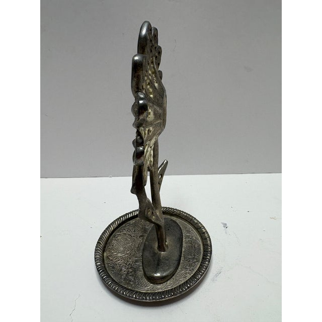 Vintage Silver Tone Flower Figurine | Pierced Metal Daisy Sculpture | Hollywood Regency Vanity Decor | Mid Century Floral Accent For Sale - Image 4 of 7