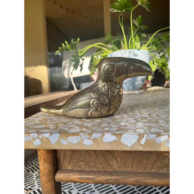 Metal Large Solid Brass Mid-Century Toucan Figurine For Sale - Image 7 of 12