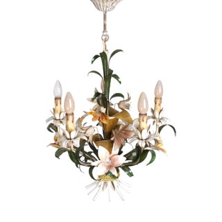 Italian Metal Flower Chandelier, 1960s For Sale