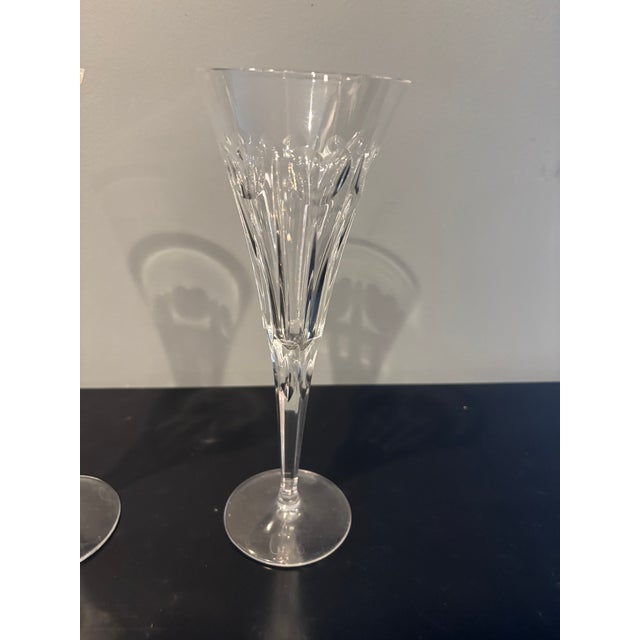 Transparent Vintage Waterford Crystal Millennium Heart Love Collection Champagne Toasting Flutes 9 1/4" Tall; Wedding Champagne Toast - a Pair For Sale - Image 8 of 9