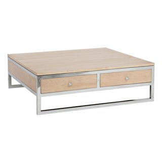 Pasargad Home Arden Square Modern Coffee Table With 2 Drawers For Sale