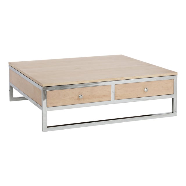 Pasargad Home Arden Square Modern Coffee Table With 2 Drawers For Sale