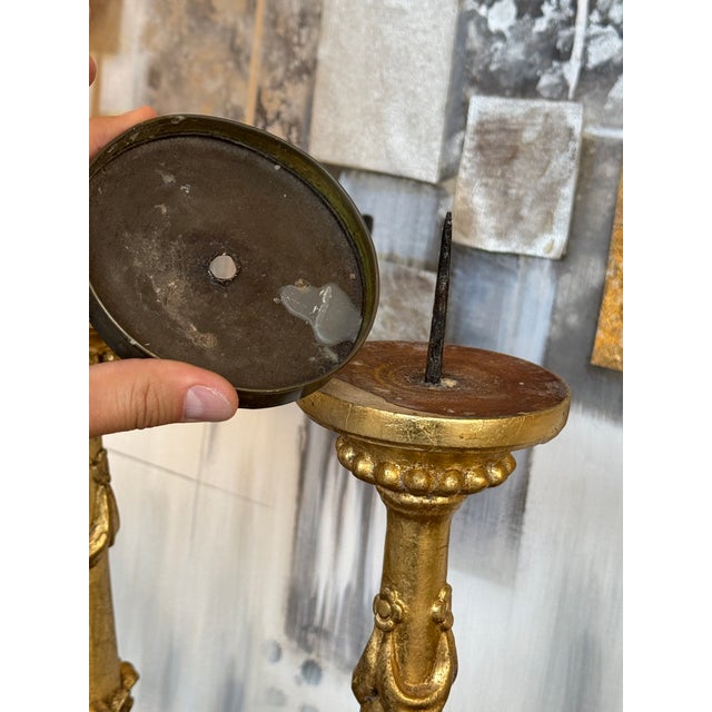 Gilt Candle Prickets, Pair For Sale In San Francisco - Image 6 of 12