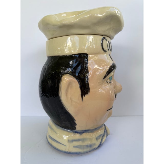 1960s McCoy Pottery Figural Chef “Cookies” Cookie Jar With Hat Lid For Sale - Image 4 of 12
