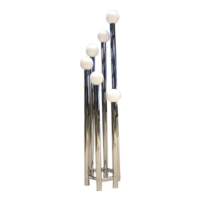 Mid-Century Modern Chrome Tubular Floor Lamp From Lightolier For Sale