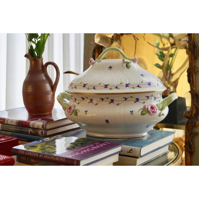 White Vintage Porcelain Oval Tureen with Branch Handle from Herend, 1990 For Sale - Image 8 of 11
