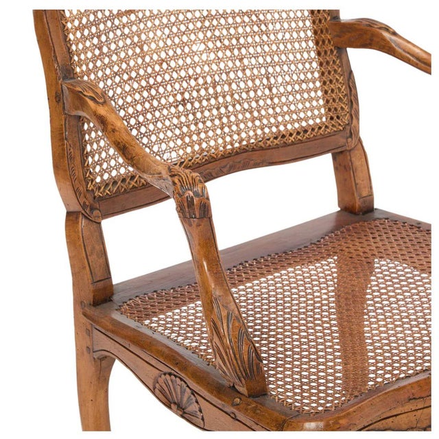 Mid 18th Century Louis XV Style Carved Walnut and Cane Fauteuil For Sale - Image 5 of 6