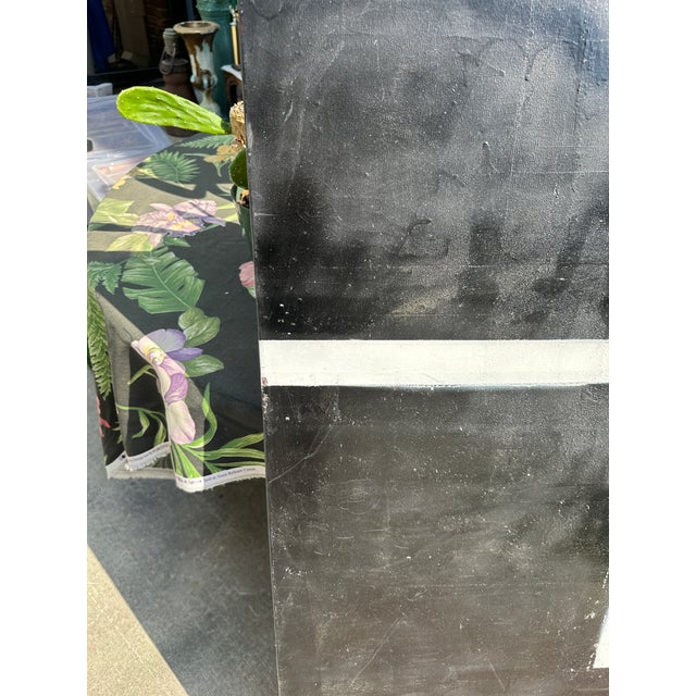 Abstract 1990s Large Black and White Abstract Minimalism Painting on Canvas For Sale - Image 3 of 8