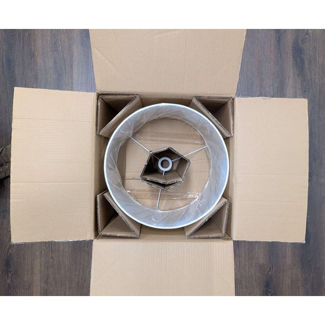 2020s Adesso Eve Floor Lamp With Oak Wood Stand and White Shade New in Box For Sale - Image 5 of 5