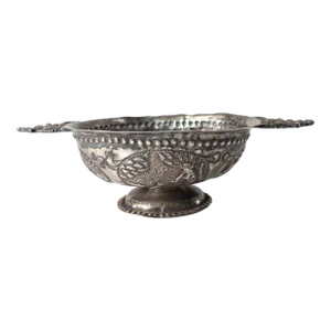 18th or 19th Century Dutch .800 Silver Brandy Bowl With Shepherd and Dog
