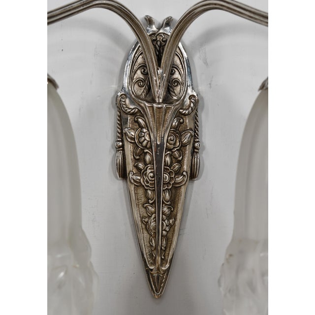 Metal French Art Deco Wall Sconce by P. Gilles 1920s France - A Pair For Sale - Image 7 of 11