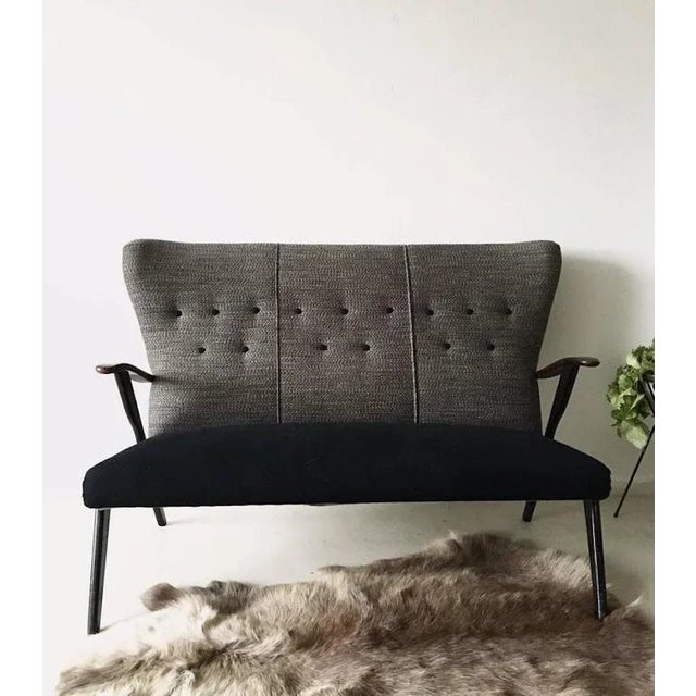 Black Small 3-Seater Sofa in the Style of Ercol, 1950s For Sale - Image 8 of 9