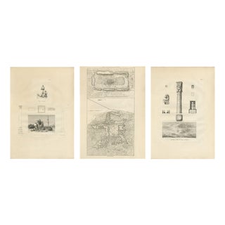 Dominique Baron Vivant Denon, Egypt Architecture and Topography, 1802, Copper Engravings on Paper, Set of 3 For Sale