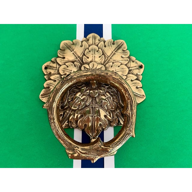 Mid Century Brass Faux Bois Wreath Door Knocker For Sale - Image 18 of 18