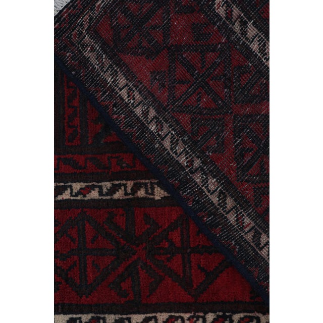 Textile Rug & Kilim’s Baluch Tribal Rug With Burgundy and Dark Blue Geometric Patterns For Sale - Image 7 of 8