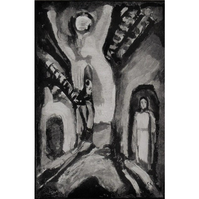 This artwork "Christ a la Porte, Face a Face, from La Passion" 1939, is a wood engraving by French artist Georges Rouault,...