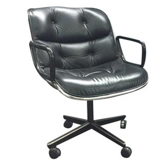 Knoll Pollock Black Leather Office Chair - 19 Avl For Sale