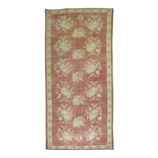 Soft Red Turkish Gallery Rug, 6'1'' X 13'4'' For Sale