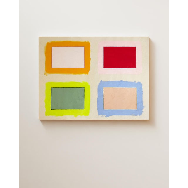 Contemporary Original Painting | Colorful Abstract Geometric Painting, Multicolor, 30 X 40 In. For Sale - Image 3 of 4