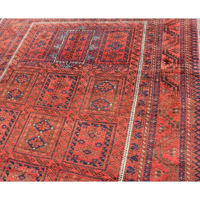 Red Antique Baluch Tribal Rug With All-Over Geometric Design in Red 5'11 X 10 For Sale - Image 8 of 14
