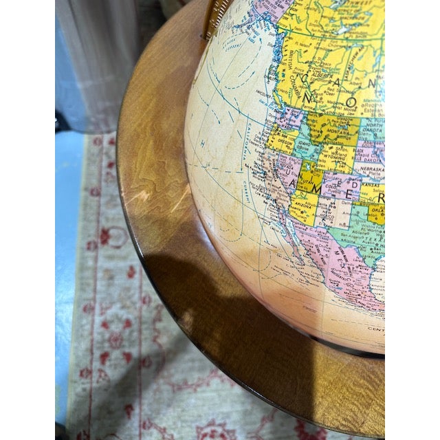 1970s MCM 16" Replogle Globe Austin Antique Illuminated Floor Globe For Sale - Image 5 of 6