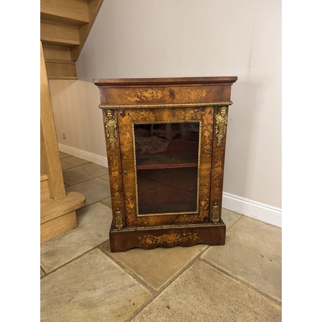 Antique Victorian Walnut Marquetry Inlaid Pier Cabinet, 1860 For Sale - Image 13 of 13
