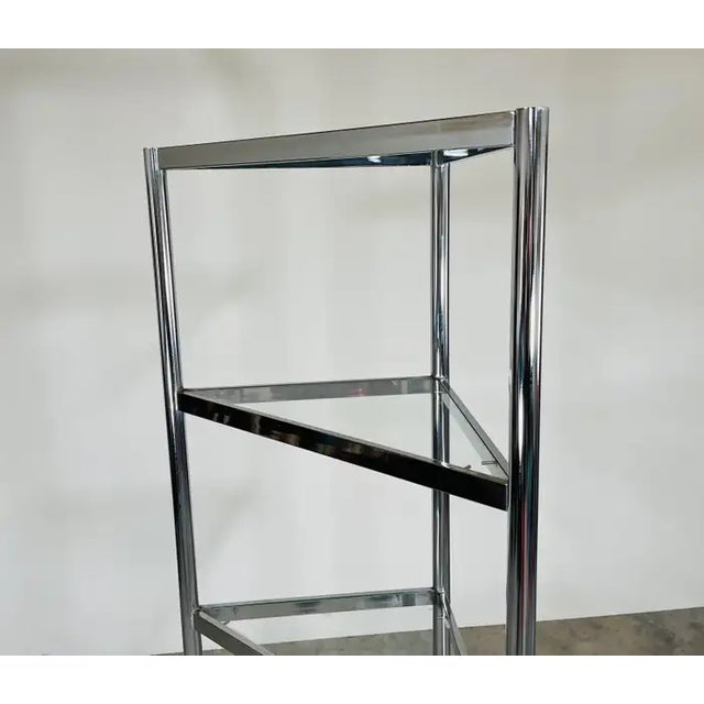 1960s Corner Chrome and Glass Etagere / Shelves in the Style of Milo Baughman For Sale - Image 5 of 10