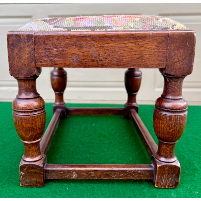 English 19th Century English Needlepoint Footstool For Sale - Image 3 of 9