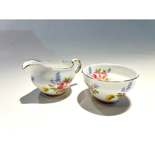 Vintage Fine China Tea Cups and Saucers & 2 Sets Cream and Sugar - 6 pcs For Sale In Phoenix - Image 6 of 17
