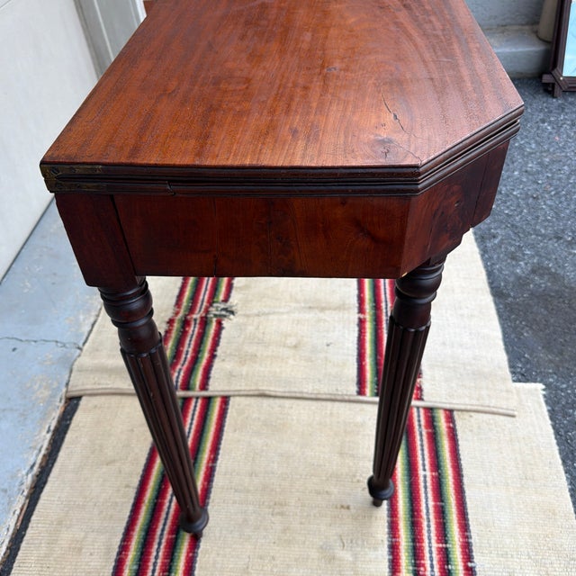 Antique Mahogany Sheraton Flip Top Game Table, Salem or Boston, Massachusetts, Circa 1810s For Sale - Image 4 of 12