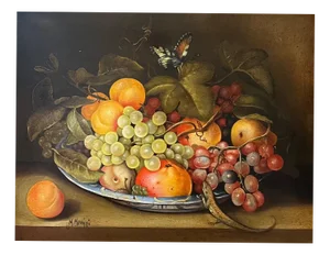 Maria Meriggi, Still-Life of Fruits, 1970s, Oil on Copper