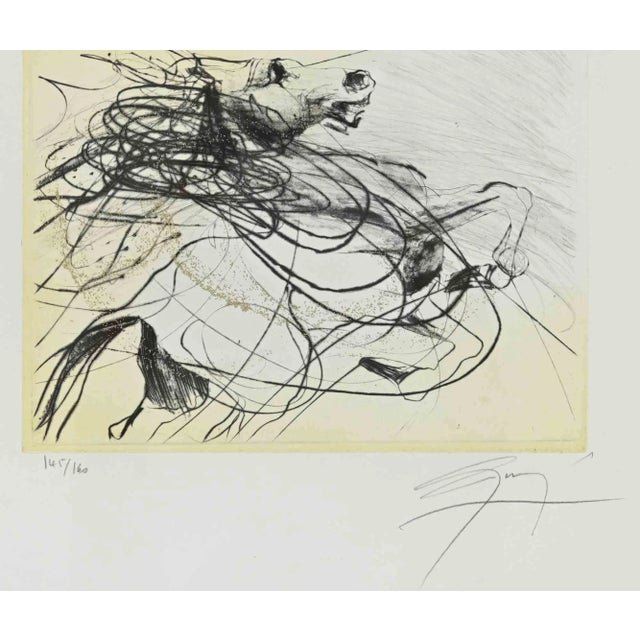 Galloping Horse is an artwork realized by Jean-Marie Guiny, 2000s. Etching, Edition 145/160. 40 x 50 cm ; with frame. Hand...
