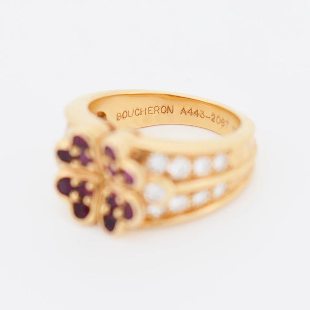 Boucheron - Gold Diamond Ruby Ring, Size 5.75 For Sale - Image 6 of 6