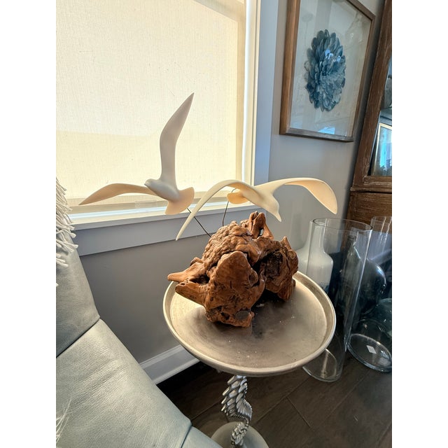 Mid-Century Modern Vintage Mid-Century Modern Large John Perry "Seagulls in Flight" Duo Burl Wood Sculpture For Sale - Image 3 of 11