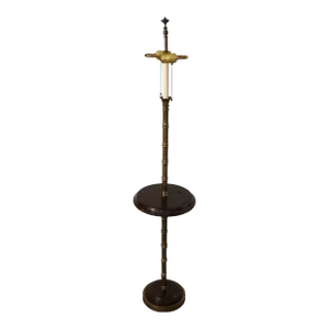 Antique Faux Bamboo in Brass & Leather Floor Lamp
