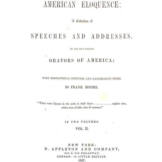 2 volume set MOORE, Frank D. Appleton and Company 1857 First Edition 10 1/4" x 6 3/4"