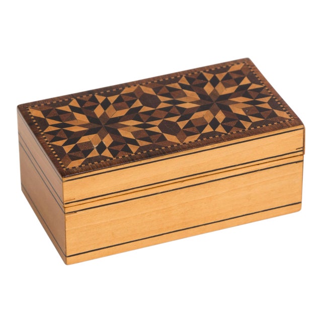 Tunbridge Ware Satinwood Jewelry Box For Sale