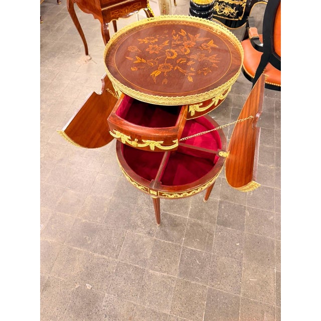 French Vintage Two-Tier Mahogany Dessert Trolley on Casters For Sale - Image 3 of 10