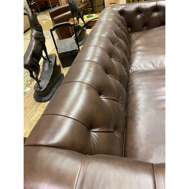 Contemporary Olivia & Quinn Modern Button and Tufted “Spellbound Leather” Sofa For Sale - Image 4 of 12