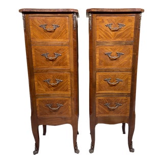 20th Century Italian Inlay Wood Nightstands - a Pair For Sale