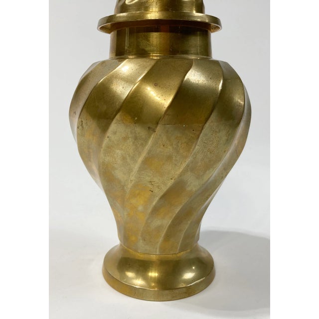 Lidded Brass Swirl Pattern Urn For Sale - Image 4 of 5