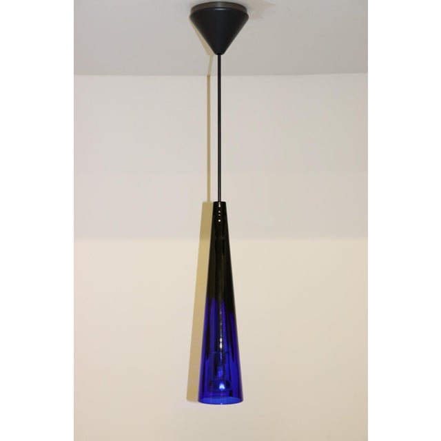 1980s Modern Itre Black-Blue Murano Glass Pendant For Sale - Image 10 of 10