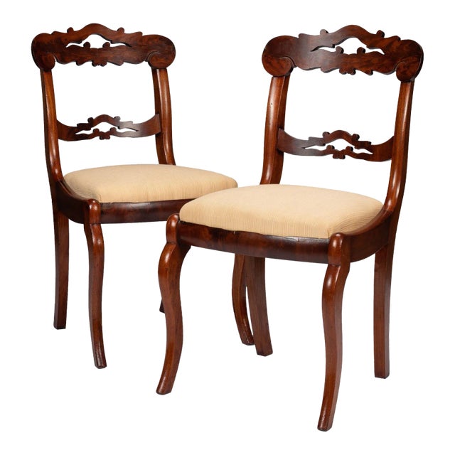 Pair of Boston Slip Seat Mahogany Side Chairs, 1830-45 For Sale