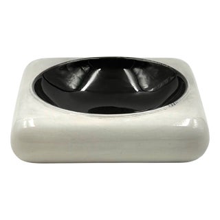 Space Age Black and White Ceramic Ashtray, Italy 1970s For Sale