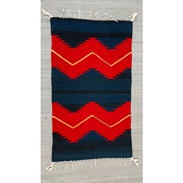 1ft 11in × 3ft 7in Southwestern Flat Weave Zigzag Area Rug For Sale - Image 9 of 12